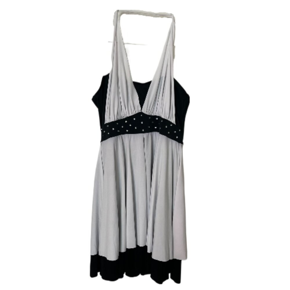 Designs for Dance Adult Small Style# 84830 Black and White Halter Dance Costume